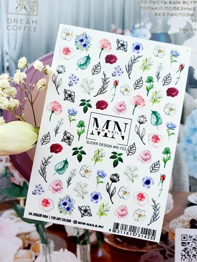 Nail Art Slider Stiker – Çiçek Çerçeve Premium W152