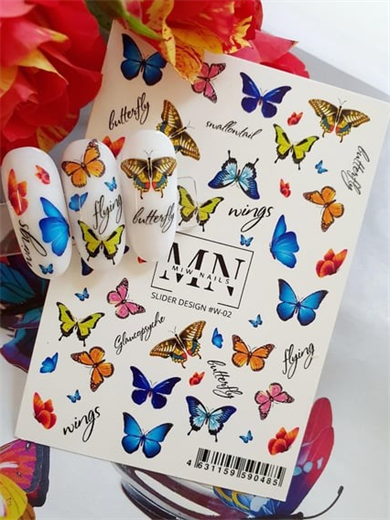 Nail Art Slider Stiker – İnce Çiçek Dalları W02