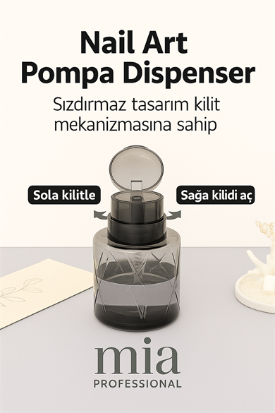 Mia Professional Aseton Pompa Şişesi – Kilitli, Sızdırmaz Tasarım