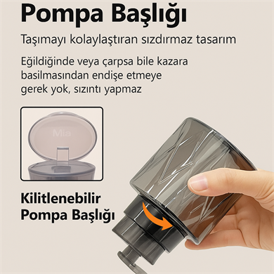 Mia Professional Aseton Pompa Şişesi – Kilitli, Sızdırmaz Tasarım