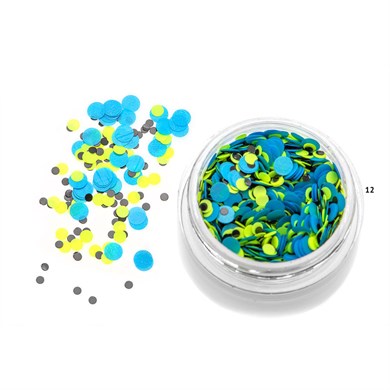 Nail Art Kamifubuki Mavi Sarı Yuvarlak Konfeti Pul 5 gr – KMF12