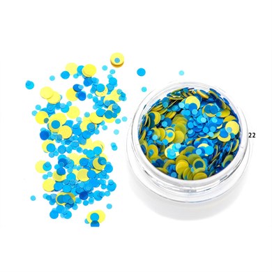 Nail Art Kamifubuki Mavi Sarı Karma Konfeti Pul 5 gr – KMF22