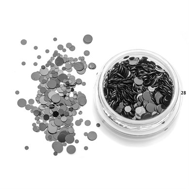 Nail Art Kamifubuki Siyah Gri Yuvarlak Konfeti Pul 5 gr – KMF28