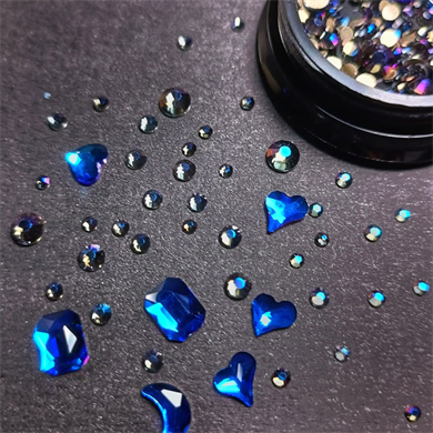 Hacimsel Kristal Taş Mix Lacivert Bukalemun - 3D Parlak Nail Art Tırnak Süsü