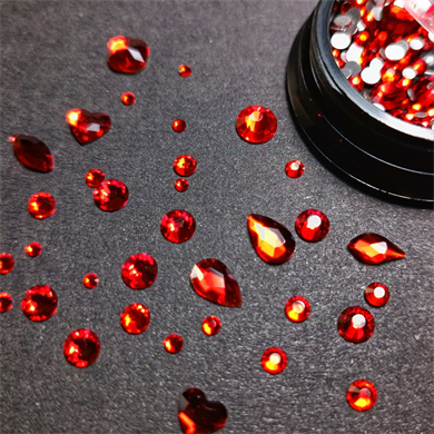 Hacimsel Kristal Taş Mix Kırmızı 12 gr - 3D Parlak Nail Art Tırnak Süsü