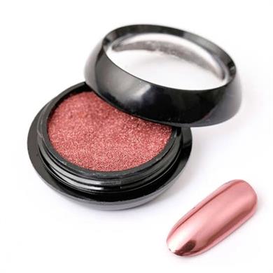 Renkli krom tırnak tozu - ayna efekti Pembe