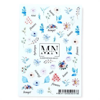 Nail Art Slider Stiker – Çiçek Buketi W01