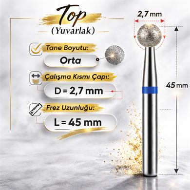 Elmas Freze başlık (Orta - Mavi) Top 0,27 mm- adet fiyatı