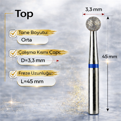 Elmas Freze başlık Top (Orta - Mavi) 0,33mm- adet fiyatı