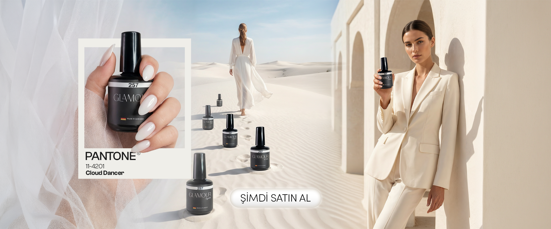 Cloud Dancer Trendi No 257 Beyaz Kalıcı Oje - Tek Katta Kapatıcı, Çizgisiz Uygulama ve Sararmayan HEMA Free Profesyonel Jel Oje