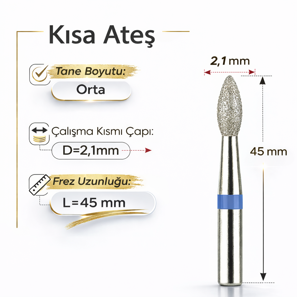 VladMiva RussiaTırnak İçin Freze UçlarıElmas Freze başlık (Orta - Mavi) Yuvarlak Ateş 0,21 mm