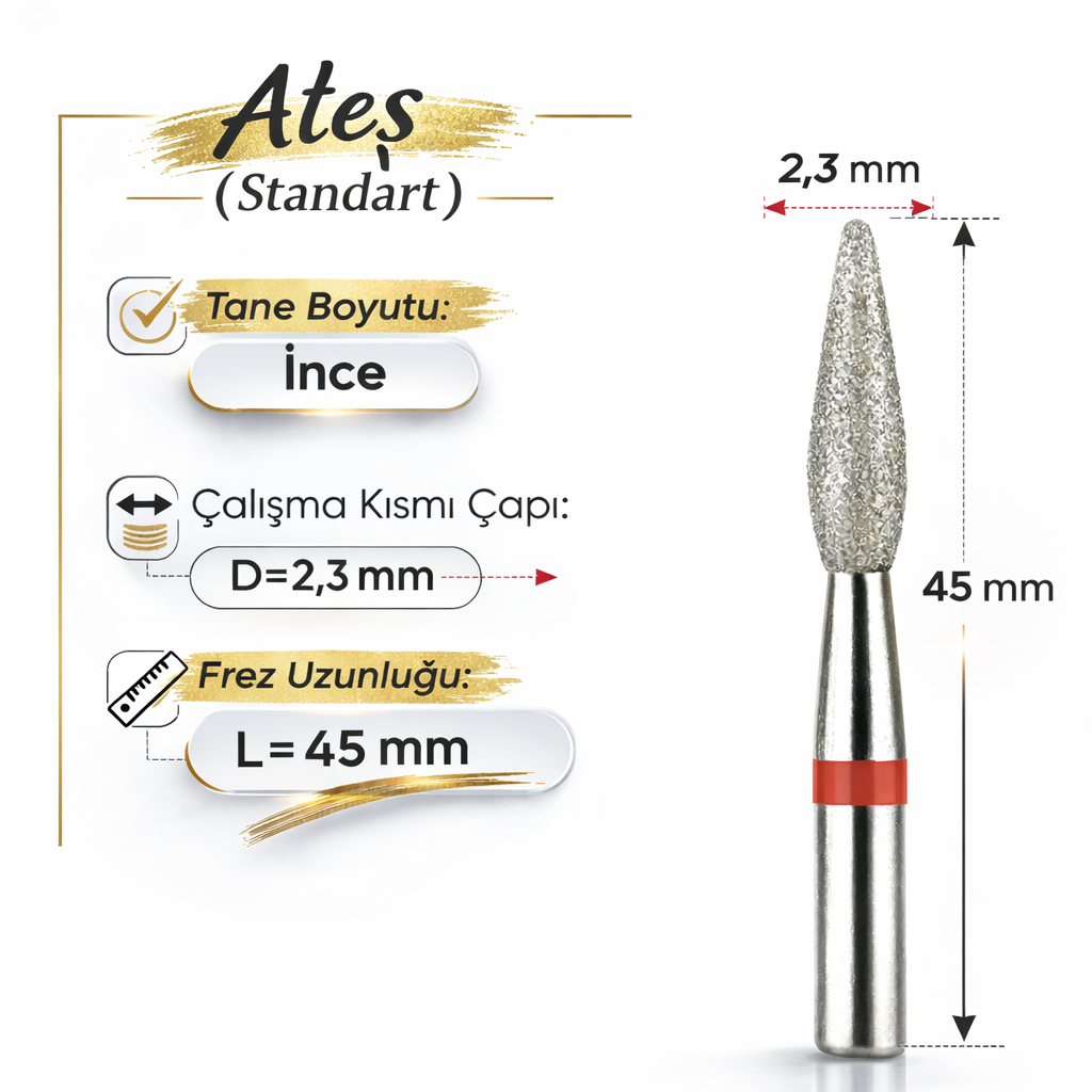 VladMiva RussiaTırnak İçin Freze UçlarıElmas Freze başlık (Yumuşak - Kırmızı) Ateş 0,23 mm