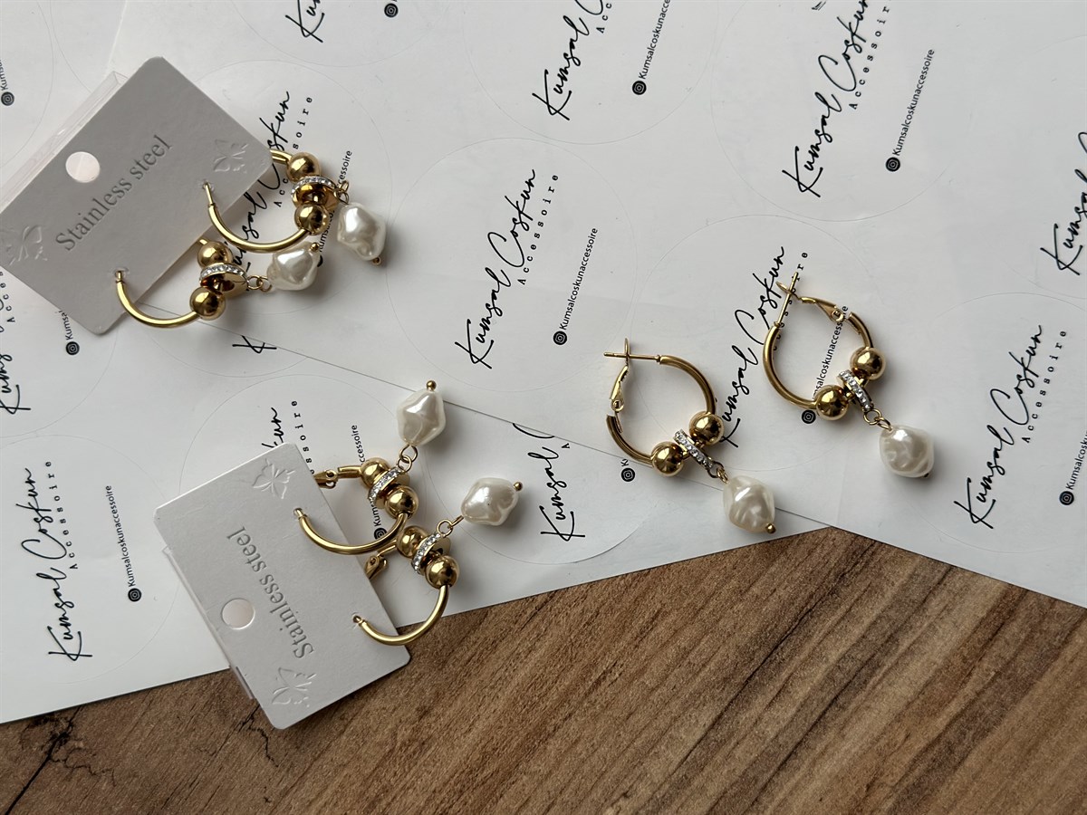 İncili Charm Küpe