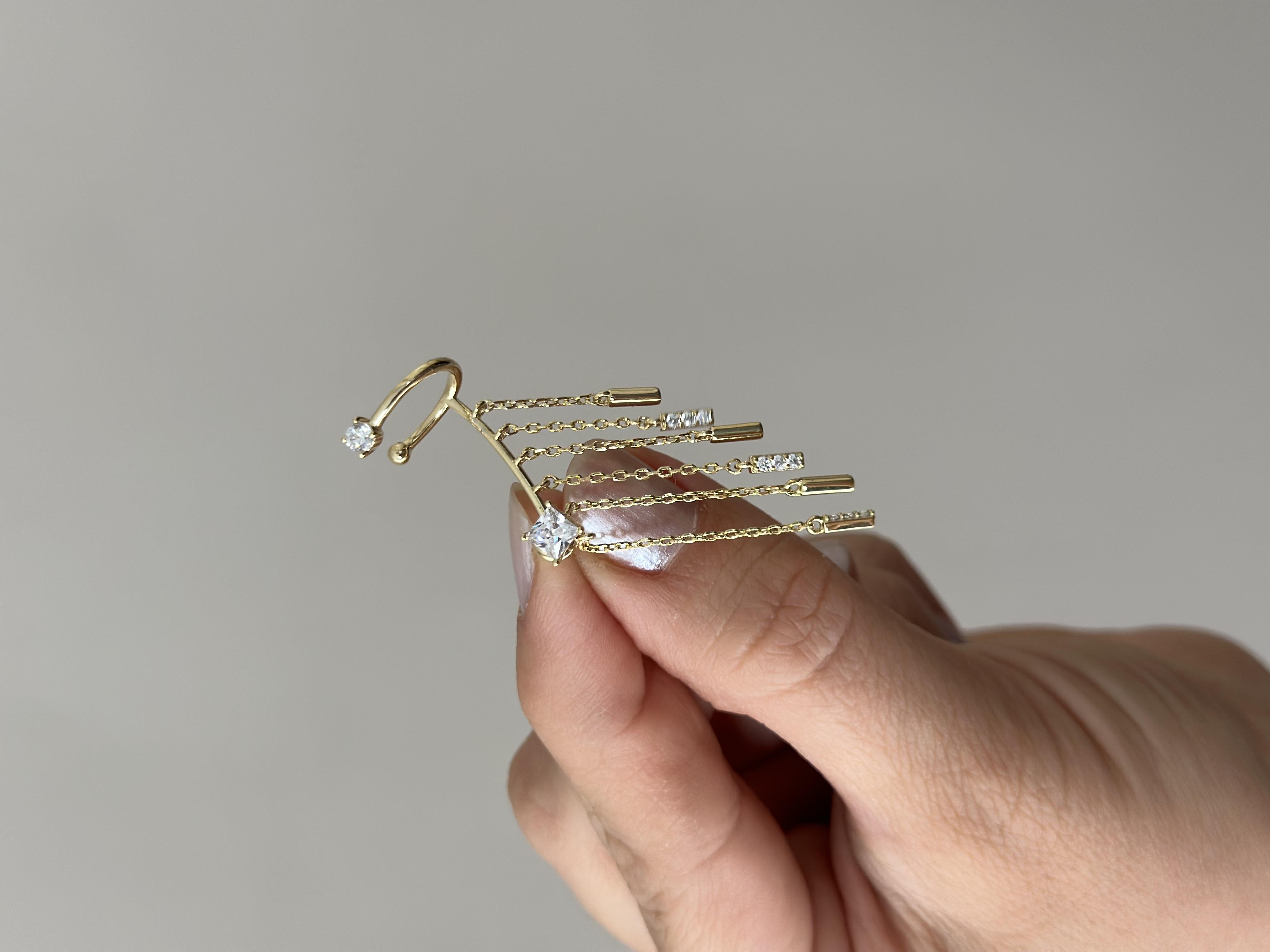 Taşlı Sallantılı Earcuff Adet