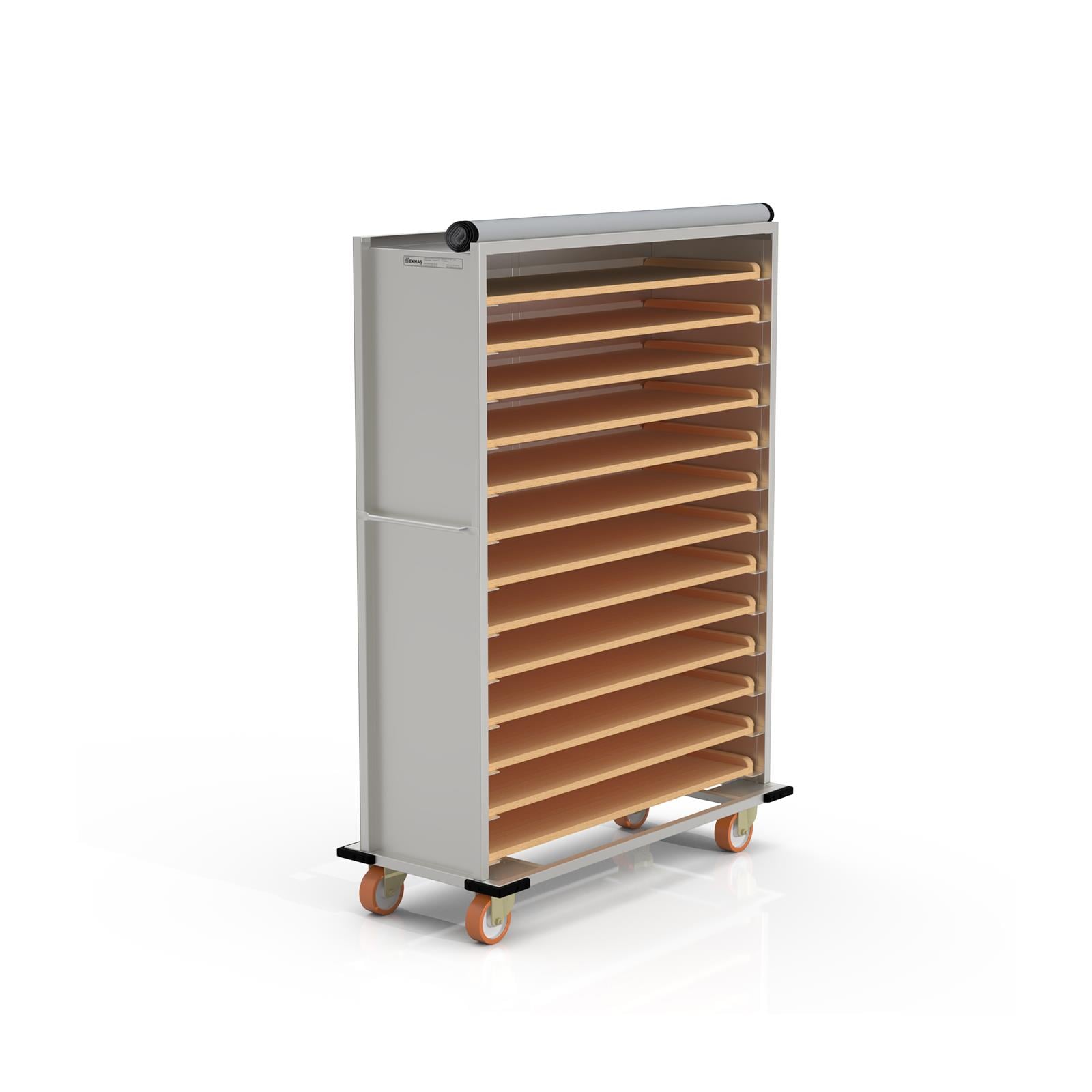 40x120 cm Covered Oven Loader Trolley with 13 Shelves for Wooden (inox) 