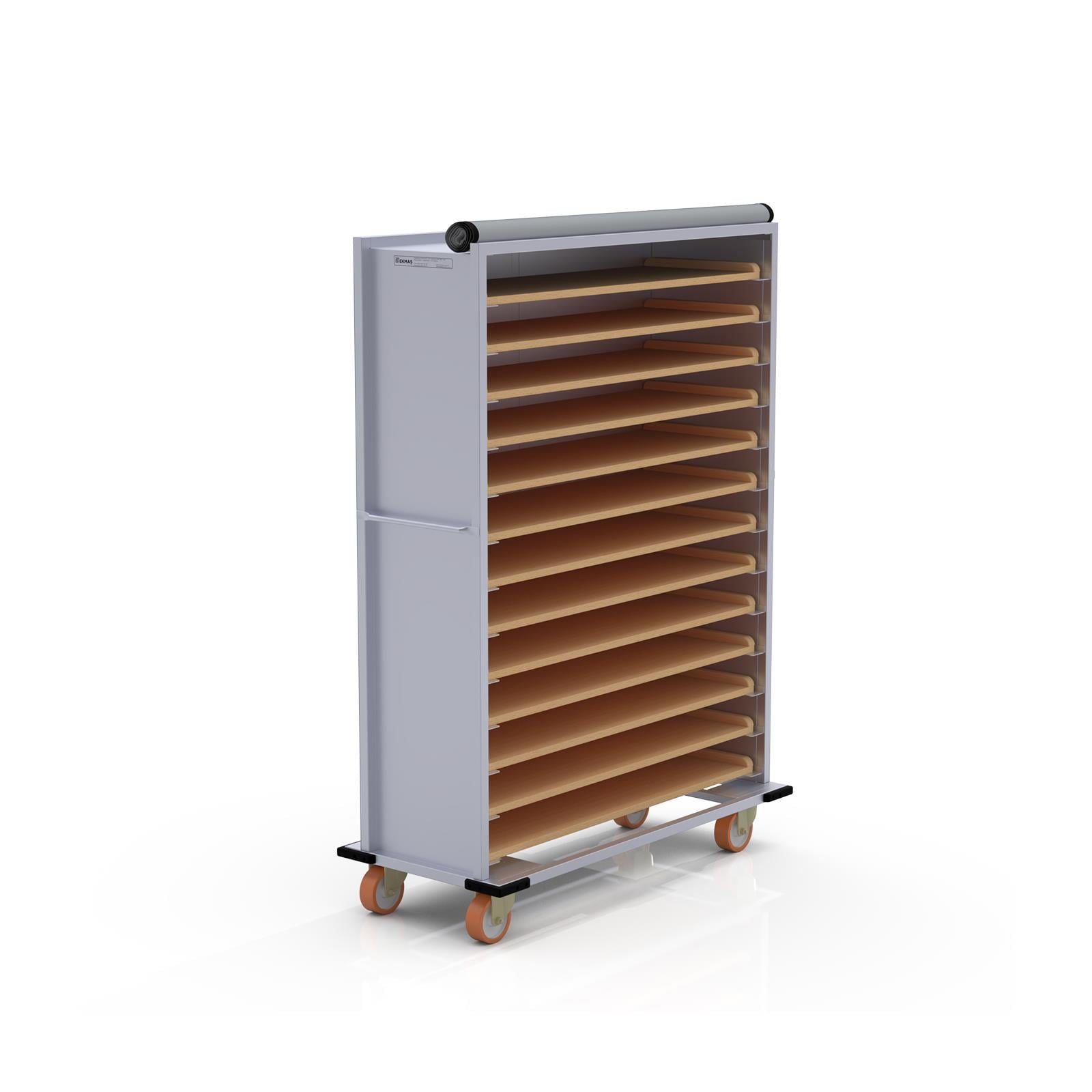 40x120 cm Covered Oven Loader Trolley with 13 Shelves for Wooden