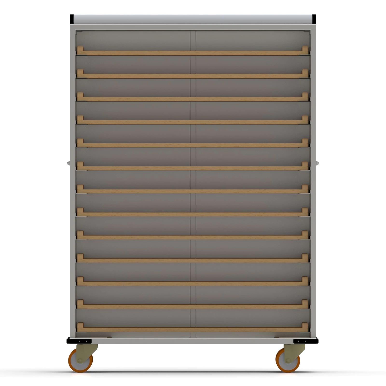 40x120 cm Covered Oven Loader Trolley with 13 Shelves for Wooden (inox) 