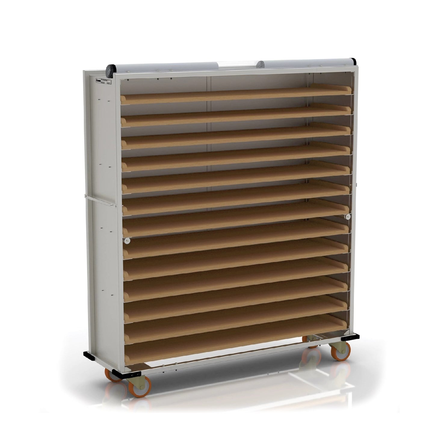 40x150 cm Covered Oven Loader Trolley with 13 Shelves for Wooden (inox)