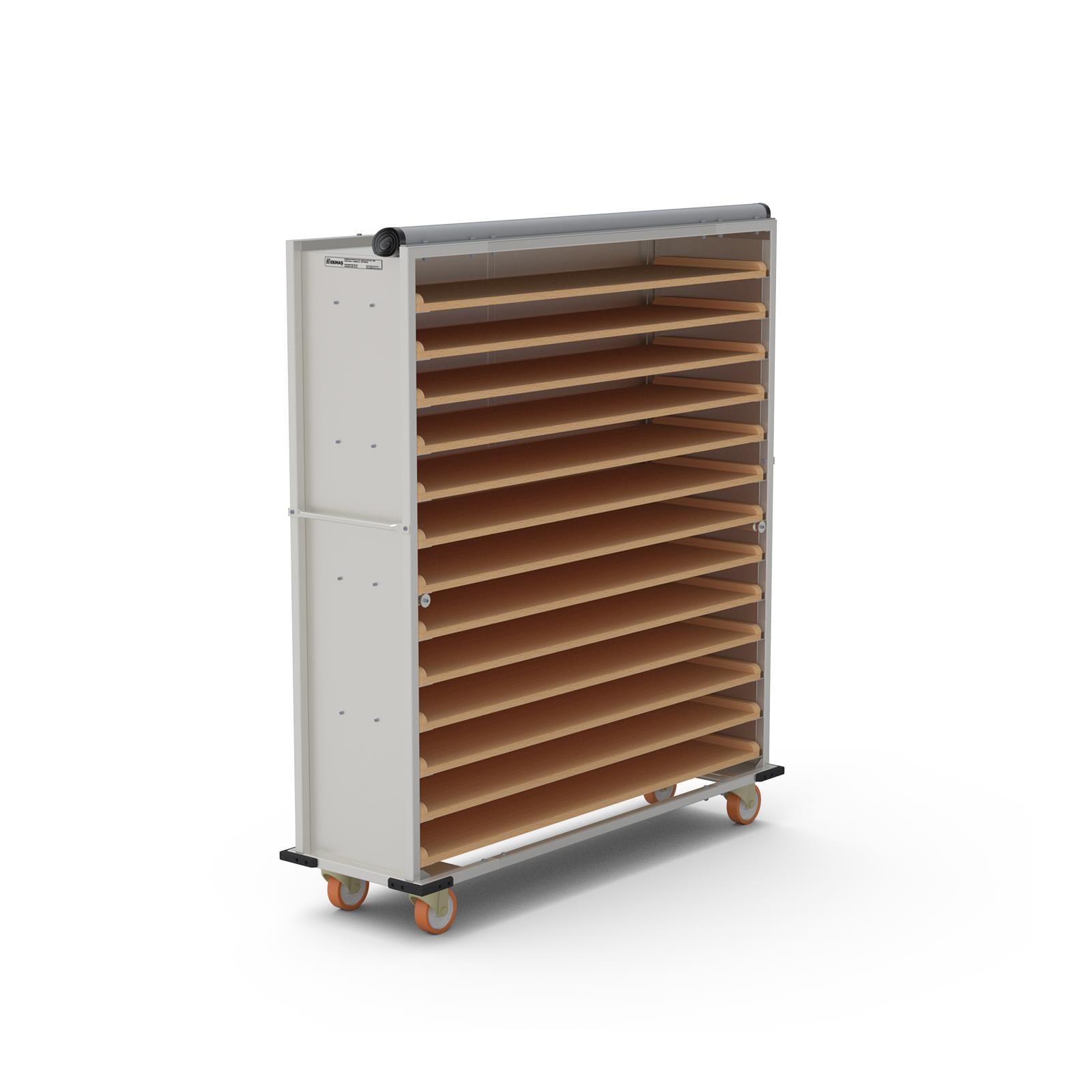 40x150 cm Covered Oven Loader Trolley with 13 Shelves for Wooden (inox)