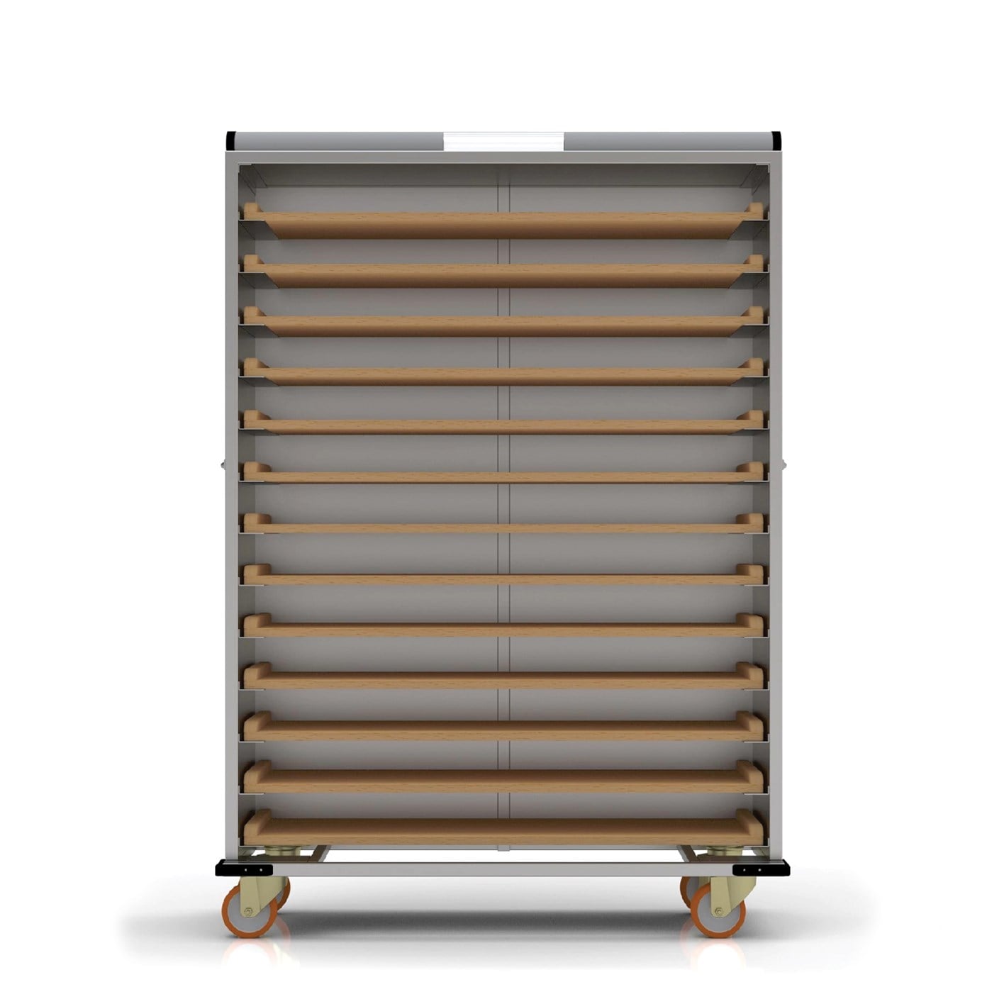 40x150 cm Covered Oven Loader Trolley with 13 Shelves for Wooden (inox)