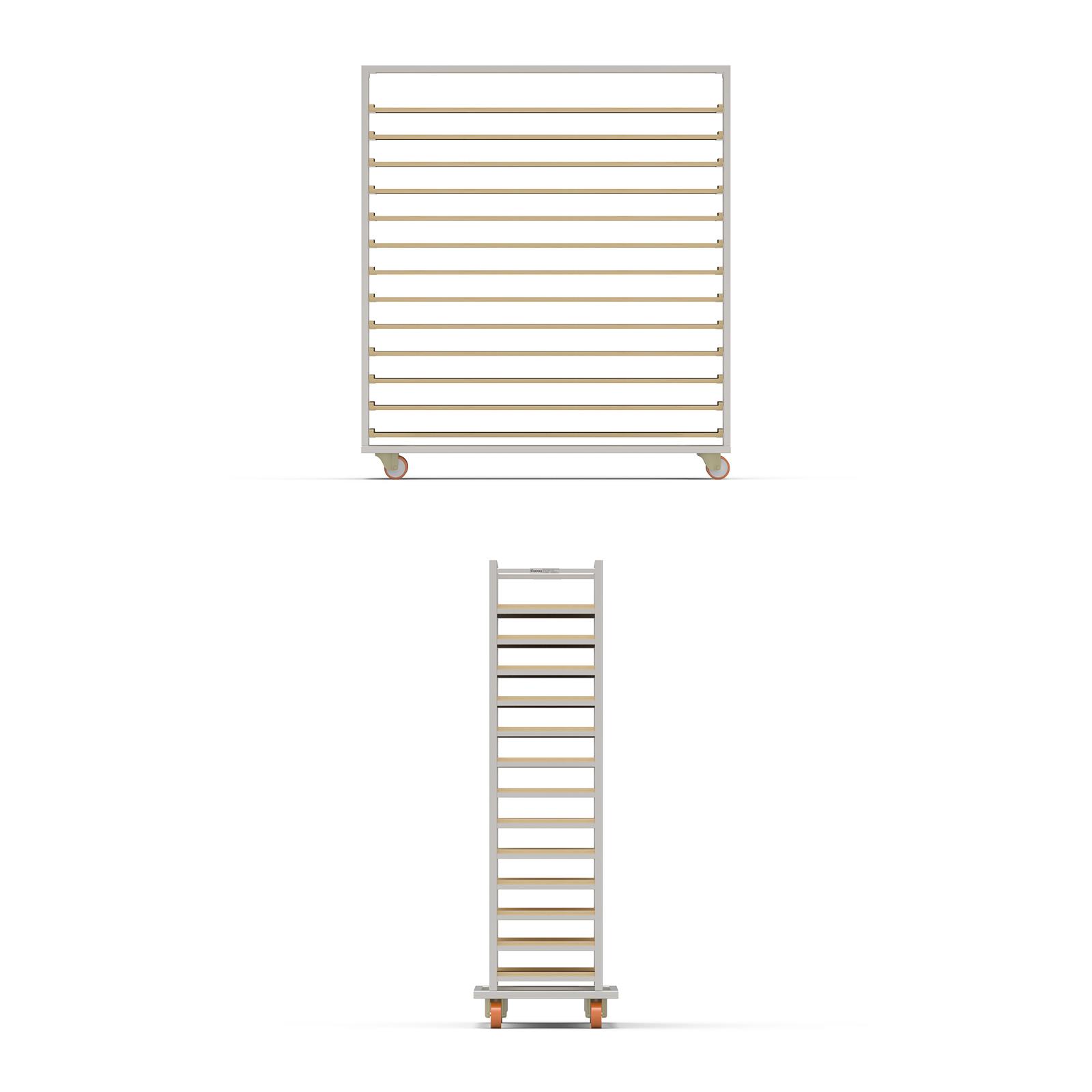 40x150 cm Moulds Trolley with 13 Shelves for Wooden (inox)