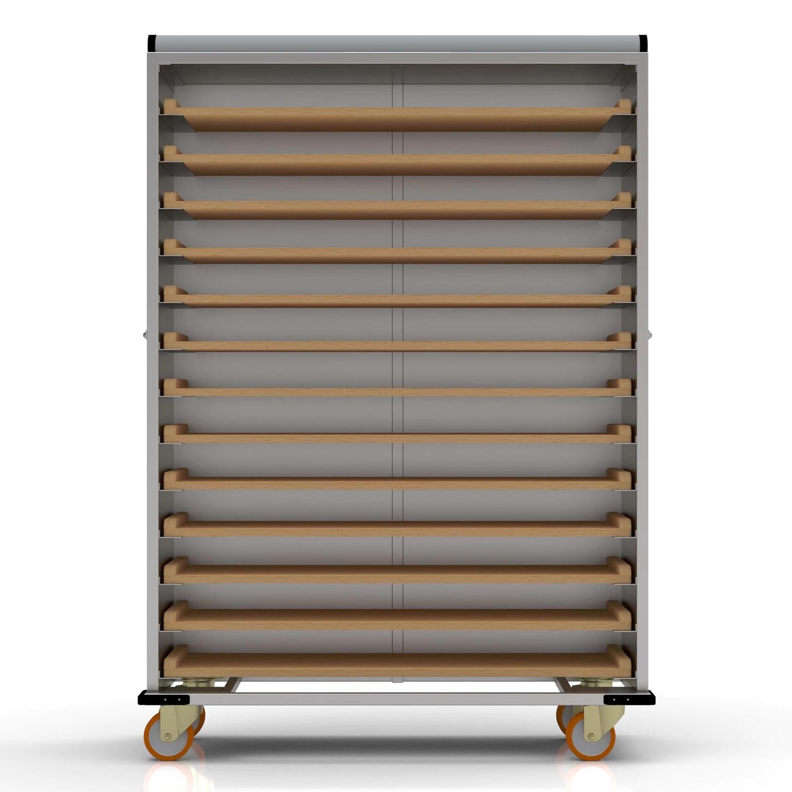 40x180 cm Covered Oven Loader Trolley with 13 Shelves for Wooden (inox)