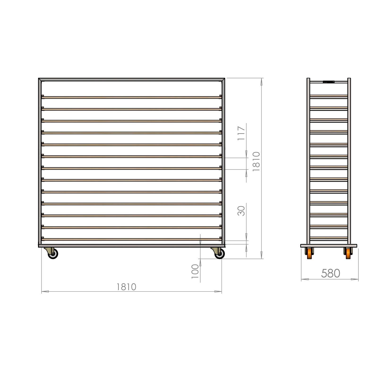 40x180 cm Tahta Pasa Arabası