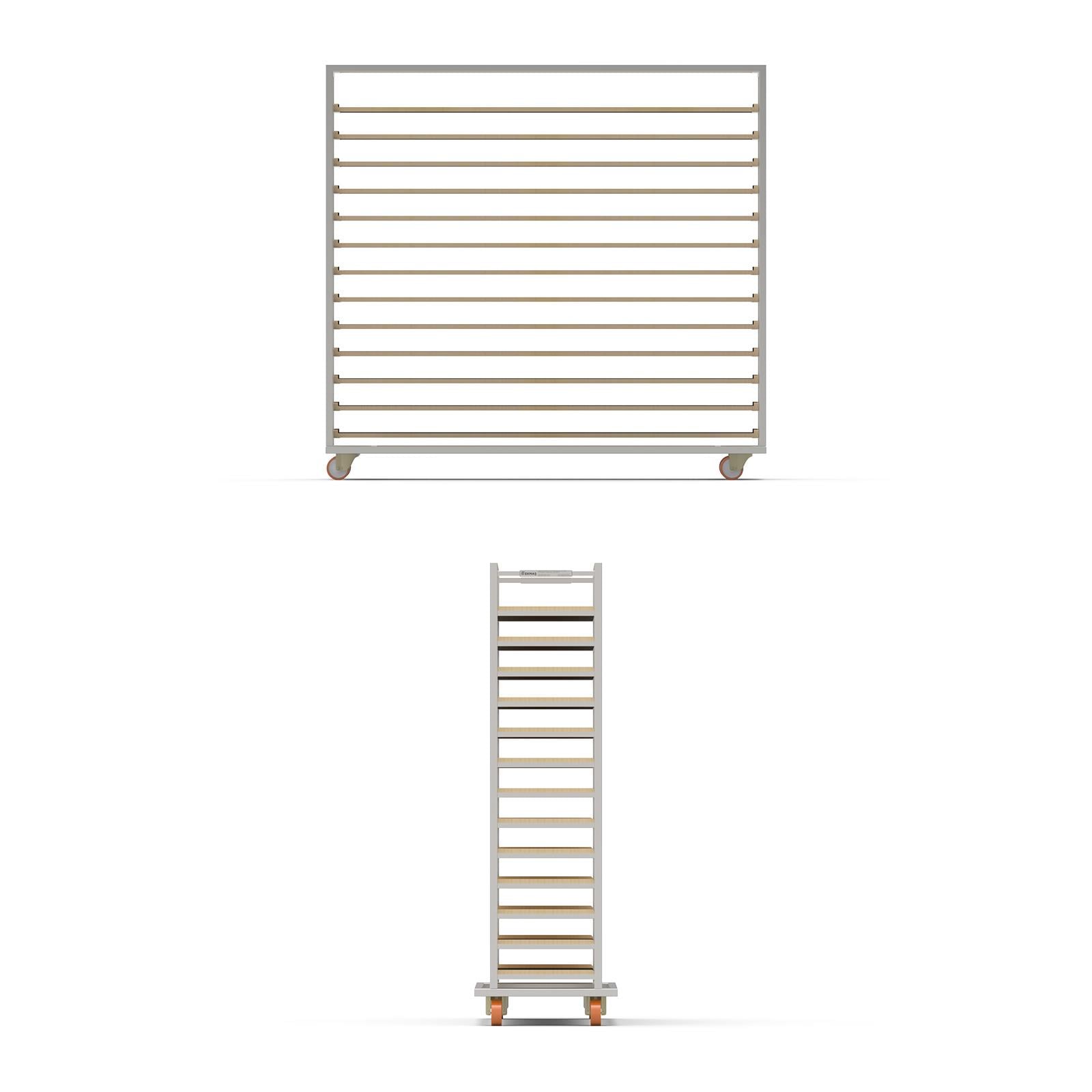 40x180 cm Moulds Trolley with 13 Shelves for Wooden (inox)