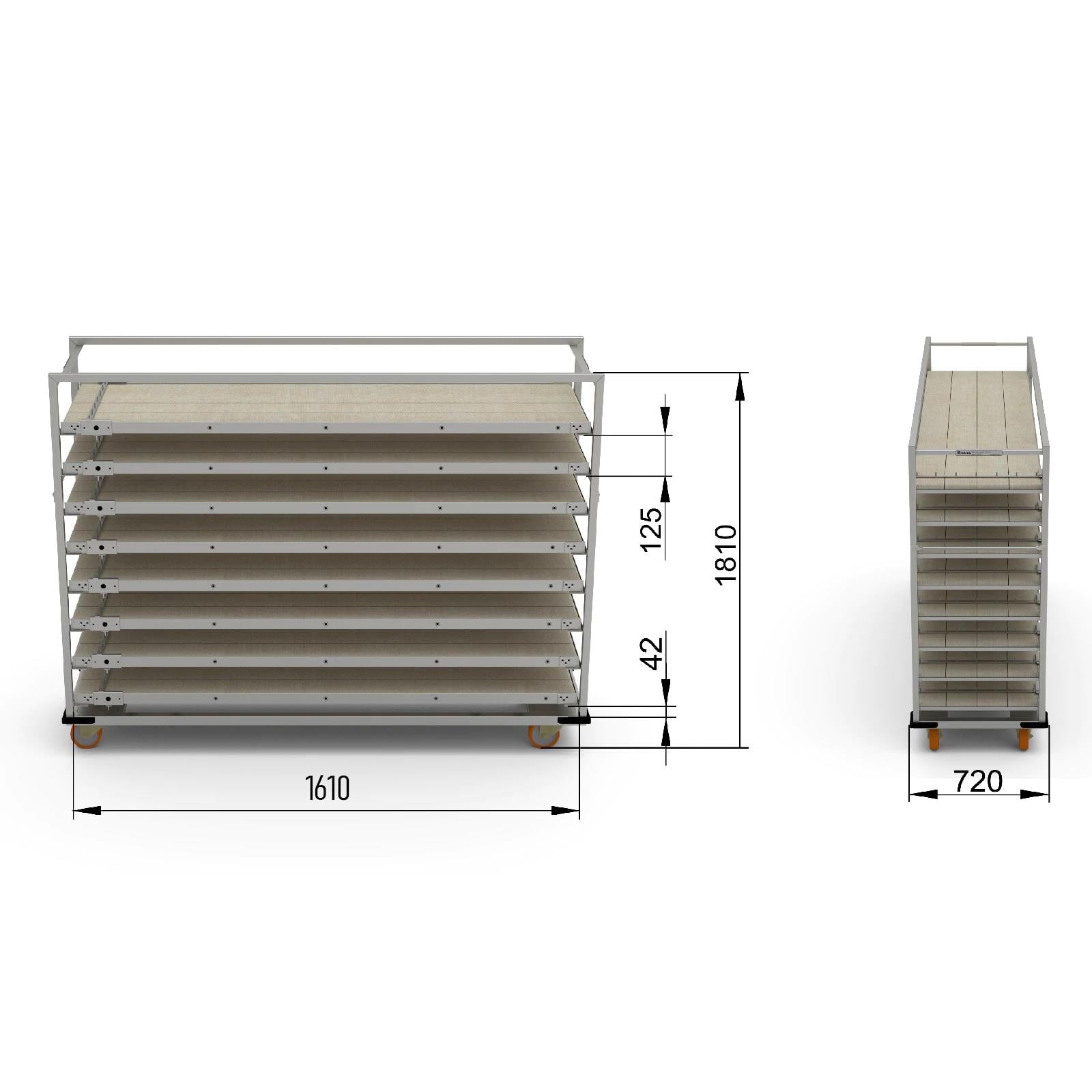 58x160 cm Oven Loader Trolley