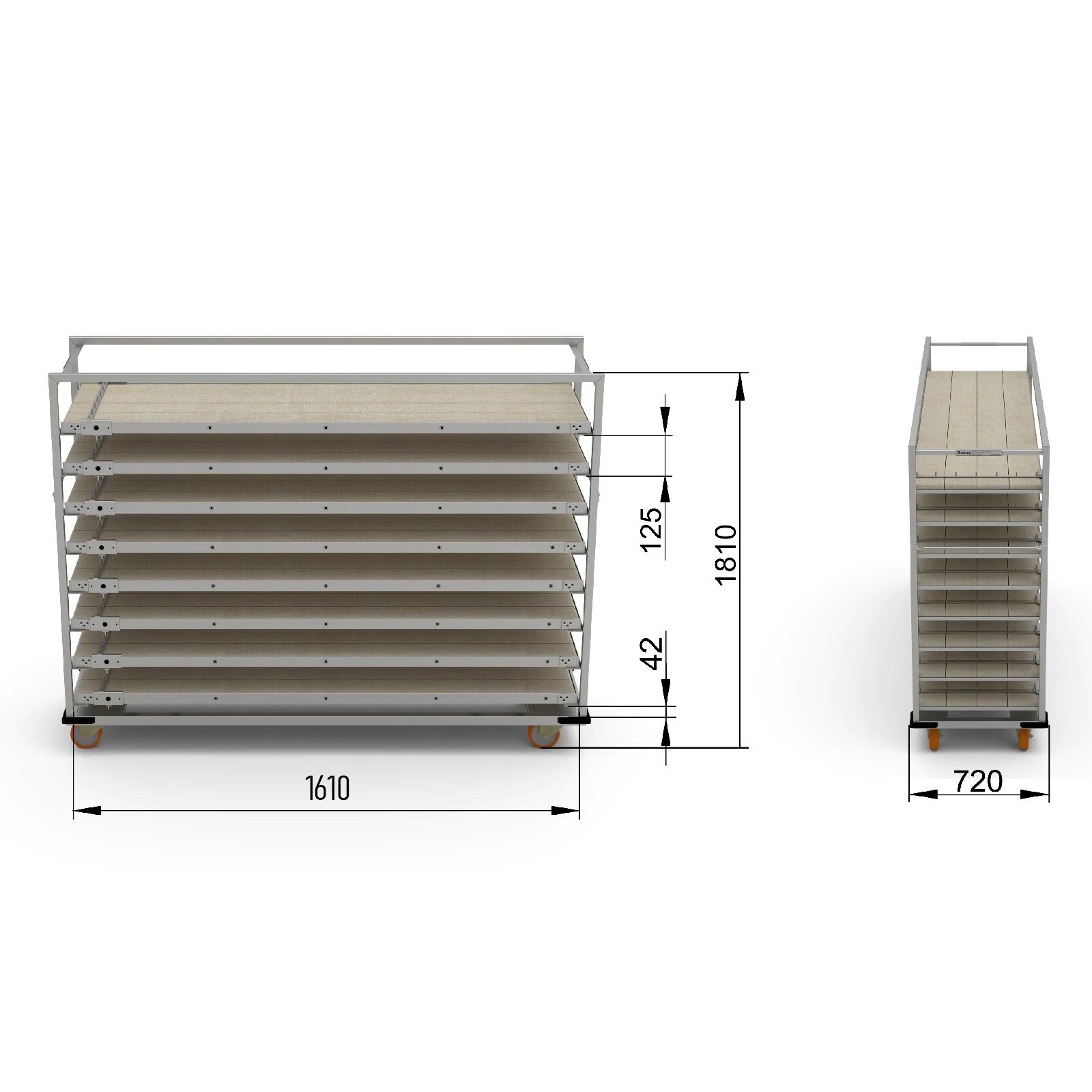 58x160 cm Oven Loader Trolley (inox)
