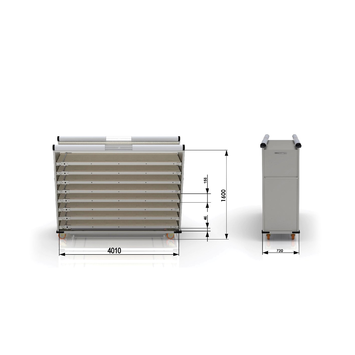 58x400 cm Covered Oven Loader Trolley