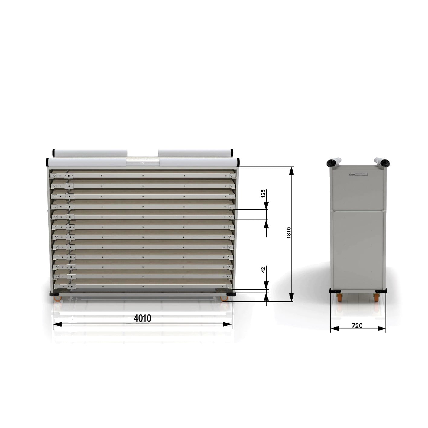 58x400 cm Covered Oven Loader Trolley (inox)