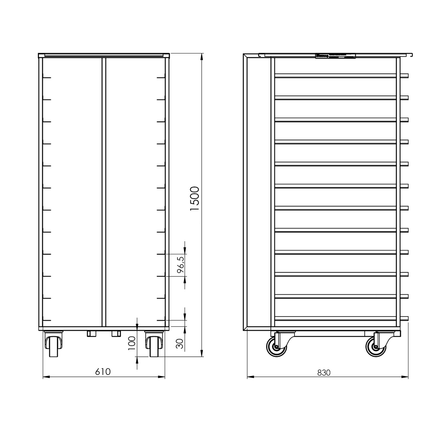 59x80 cm Tray Trolley For Rack Oven