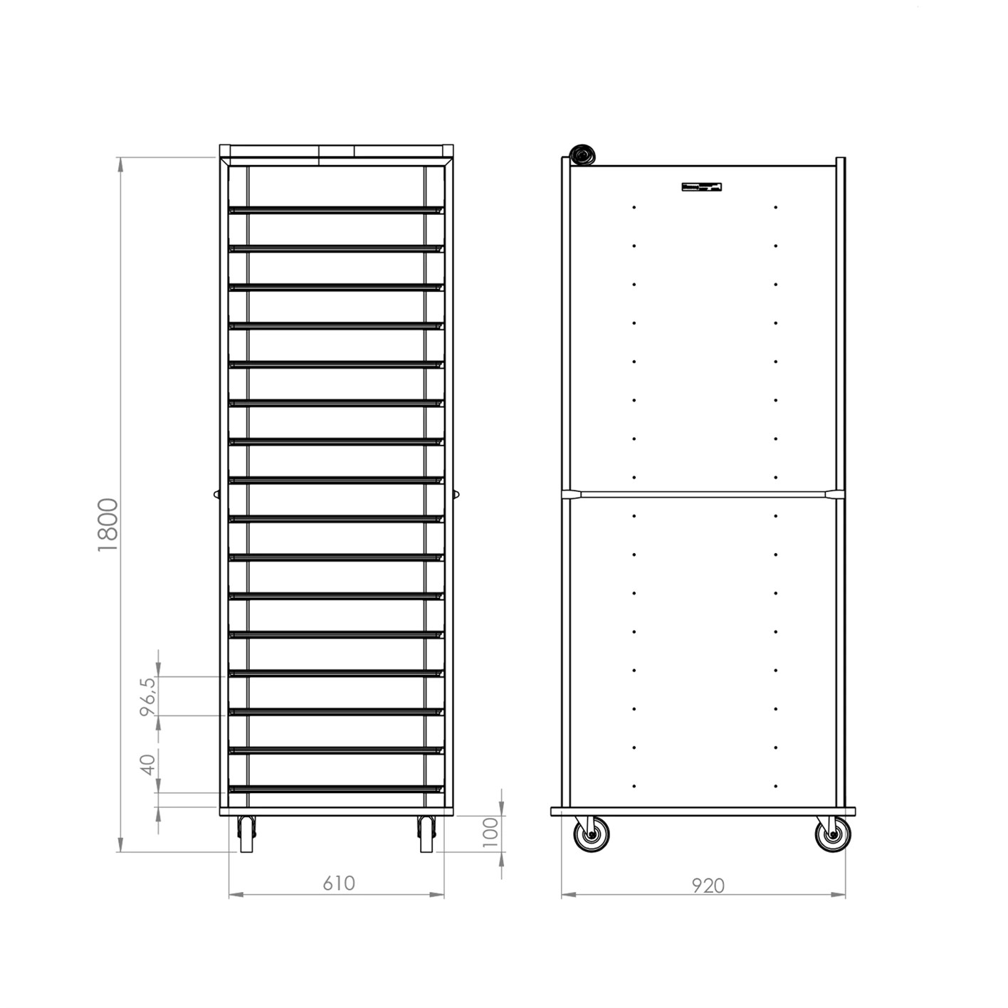 59x80 cm Tray Trolley 