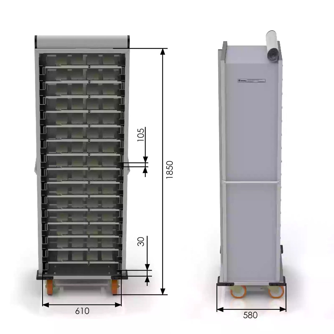60x40 cm Covered Dough Flipping  Oven Loader Trolley