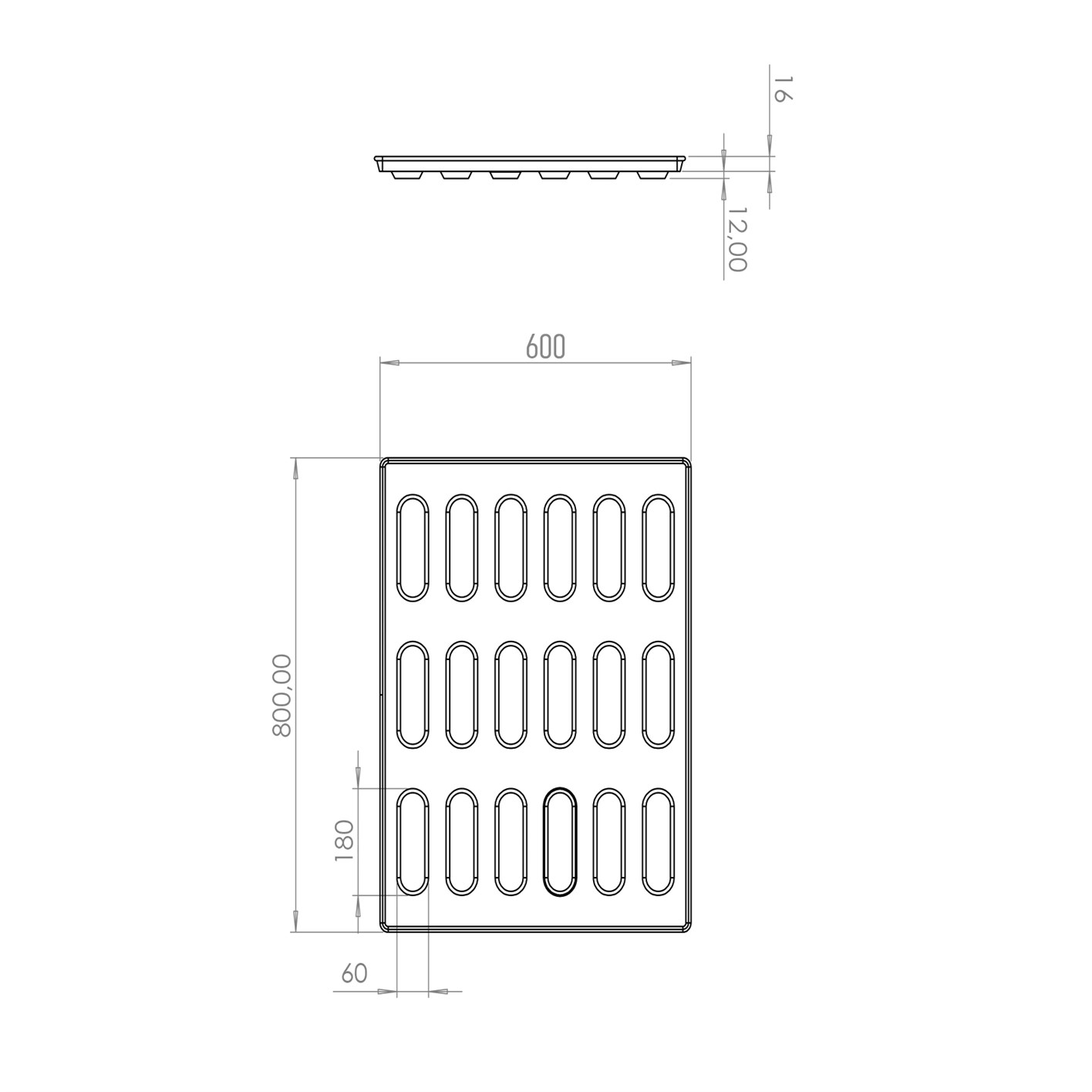 60x80 cm Sandwich Tray, coated, Aluminised Metal