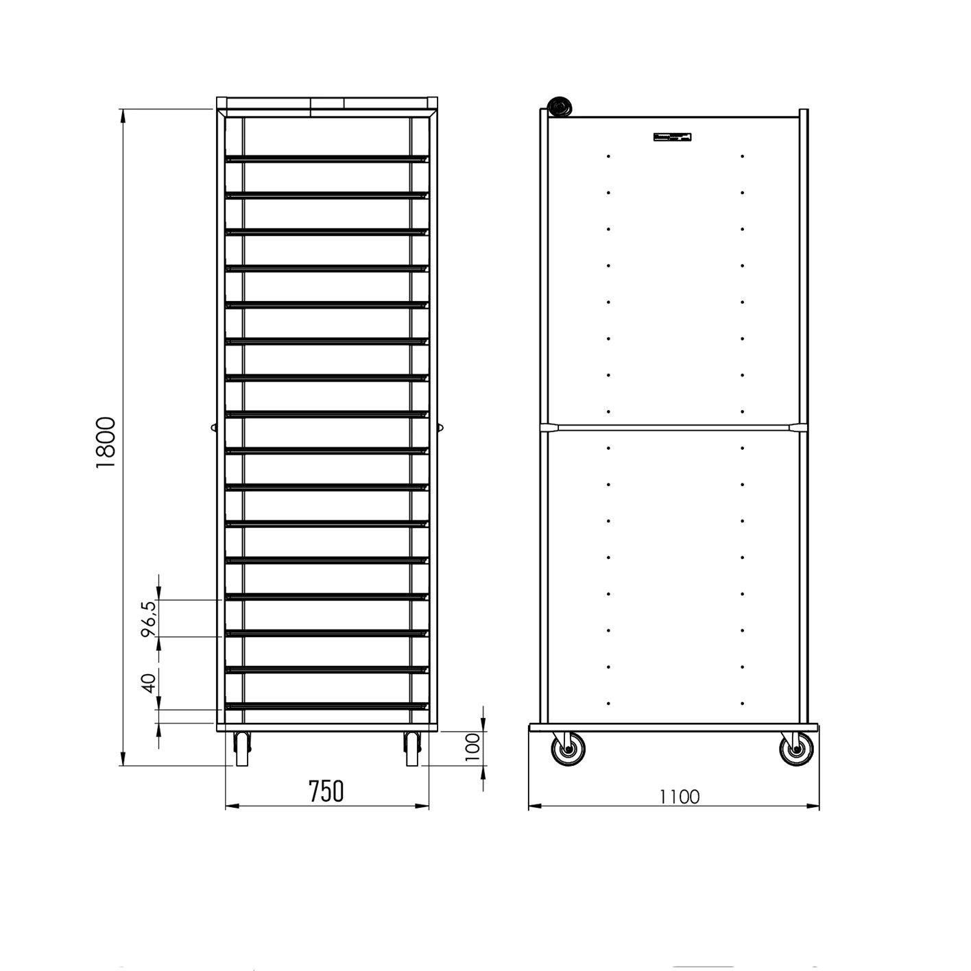 74x98 cm Covered Tray Trolley (Inox)
