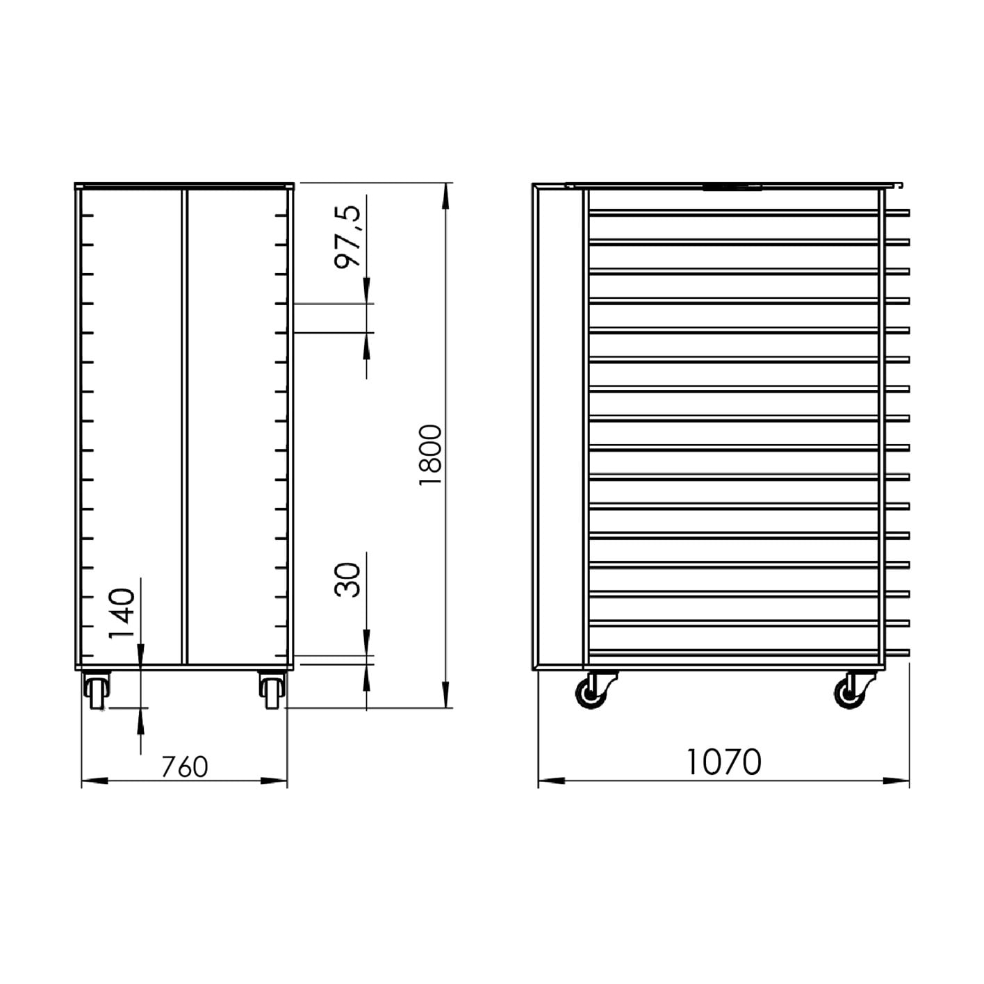75x104 cm Tray Trolley For Rack Oven