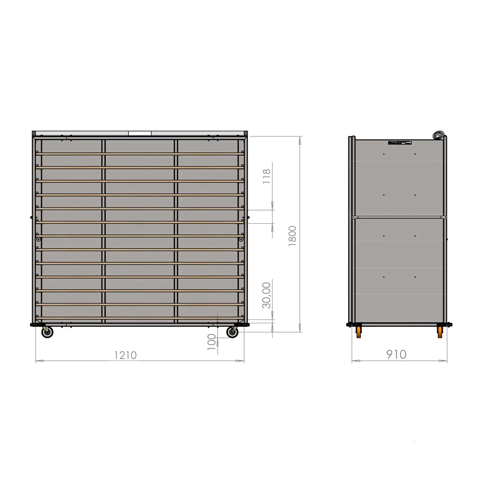80x120 cm Covered Oven Loader Trolley with 13 Shelves for Wooden