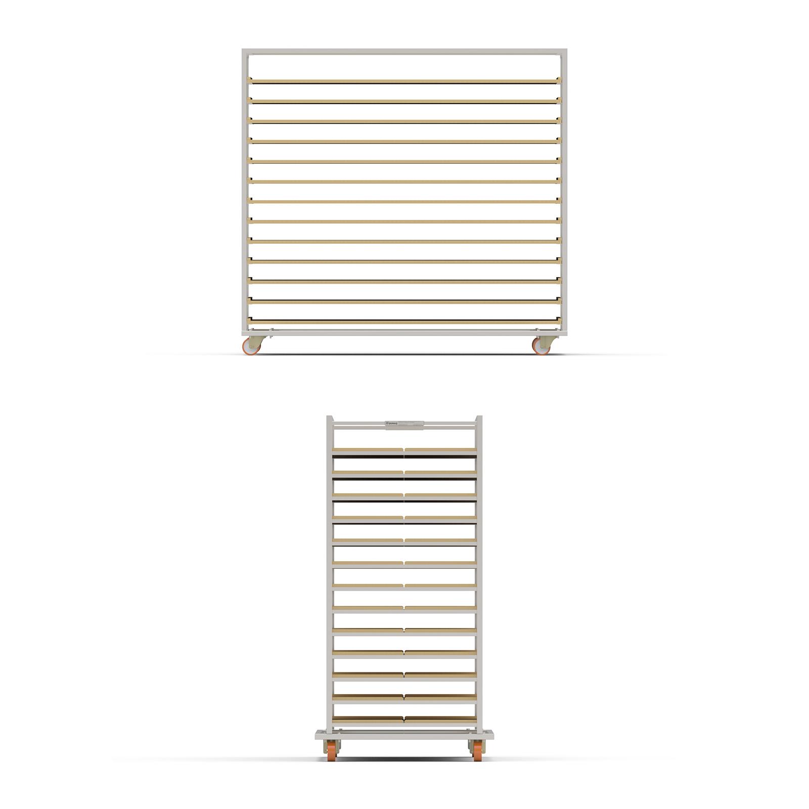 80x150 cm Moulds Trolley with 13 Shelves for Wooden(inox)