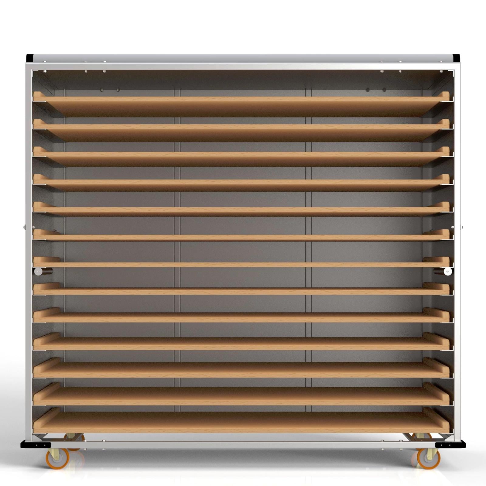 80x180 cm Covered Oven Loader Trolley with 13 Shelves for Wooden (inox) 
