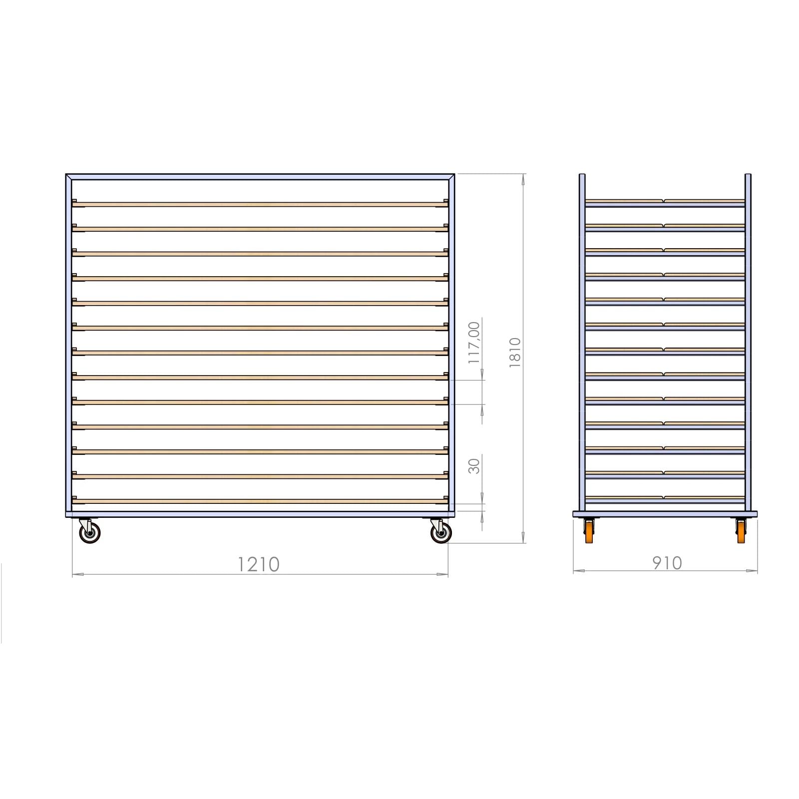 80x120 cm 13-Shelf Wooden Loader Board Trolley