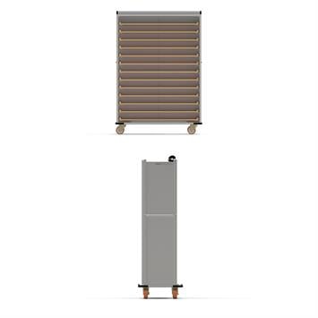 Chariot passeur en bois avec Système enfermé 40x120 cm (Inox)