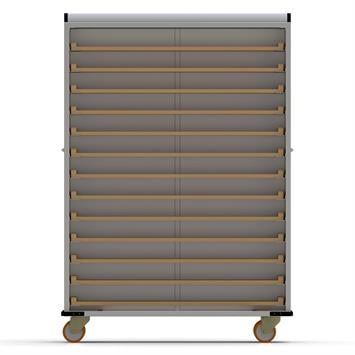 Chariot passeur en bois avec Système enfermé 40x120 cm (Inox)