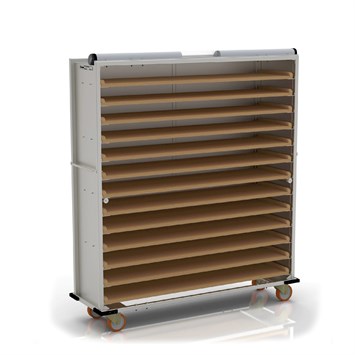 Chariot passeur en bois avec Système enfermé 40x150 cm (Inox)