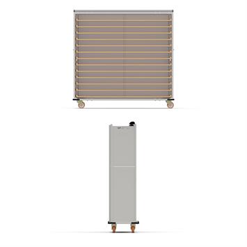 Chariot passeur en bois avec Système enfermé 40x180 cm (Inox)