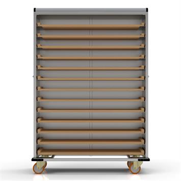Chariot passeur en bois avec Système enfermé 40x180 cm (Inox)
