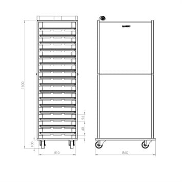 Chariot à Poêles avec Système enfermé 49x74 cm (Inox)