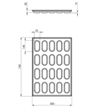 Poêle à Gros Sandwich 50x74 cm