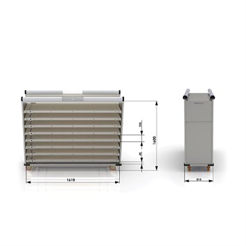 Chariot passeur avec système enfermé 58x160 cm (Inox)